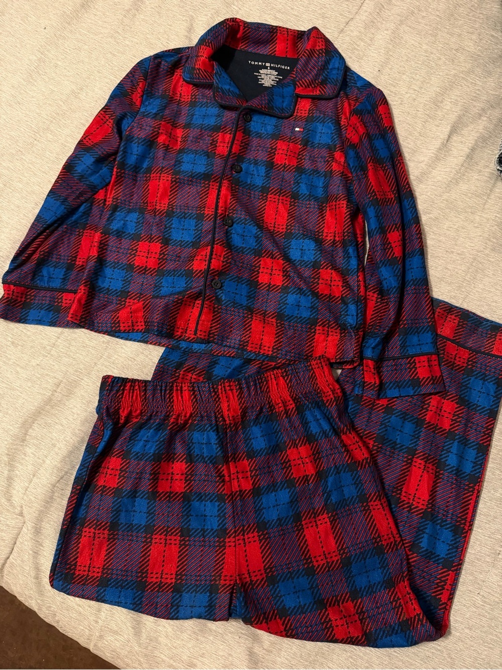 Tommy Hilfiger Red and Blue Plaid Kids Pajama Set